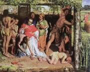 William Holman Hunt a converted british family sheltering a christian priest from the persecution of the druids oil painting picture wholesale